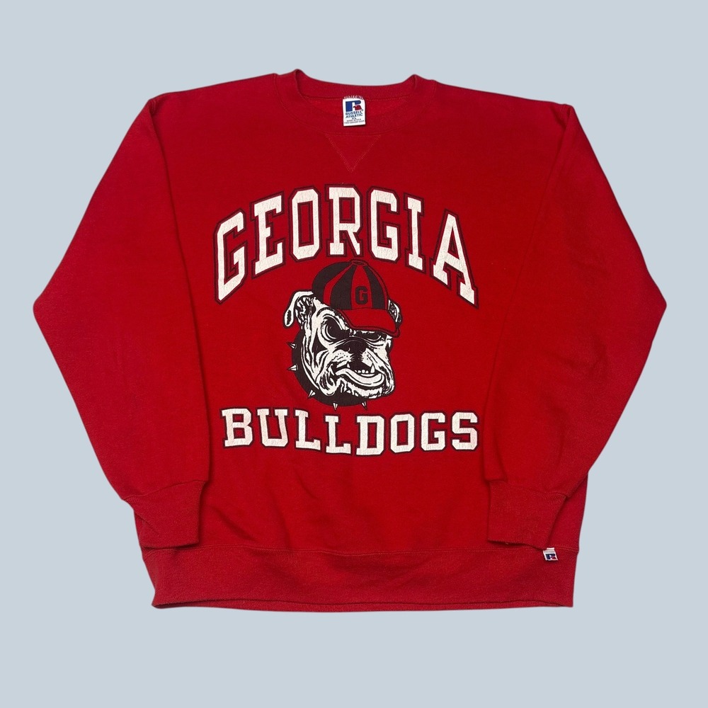 Vintage Russell Athletic Georgia Bulldogs Sweatshirt XL Red Made in USA Crewneck